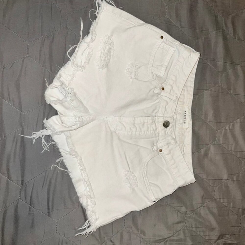 White pac-sun distressed jean shorts